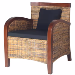 Ce fauteuil en rotin véritable, au look tropical, fera un excellent ajout à votre intérieur. Le cadre en manguier et le vérit ...