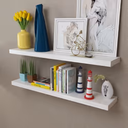 VidaXL 242185, Tablette flottante, Mural, Panneaux MDF, Blanc, Chambre à coucher, Couloir, Salon, Pouponnière, Rectangle