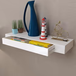 vidaXL Étagère murale avec 1 tiroir MDF Blanc Rangement de livres/DVD - TU