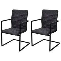 vidaXL Chaises à manger cantilever lot de 2 noir similicuir - TU