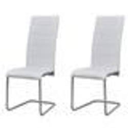 vidaXL Chaises à manger cantilever lot de 2 blanc similicuir - TU