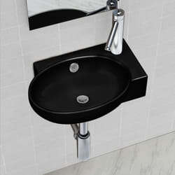 Vidaxl - Vasque à trou de trop-plein robinet céramique pour salle de bain Noir