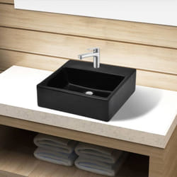 Vidaxl - Vasque rectangulaire à trou Noir en céramique pour salle de bain