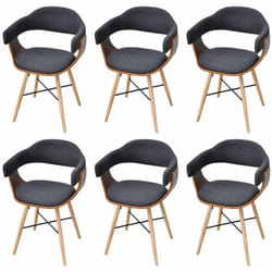Vidaxl - Chaises à manger lot de 6 gris foncé bois courbé et tissu