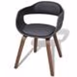 vidaXL Chaises à manger lot de 6 noir bois courbé et similicuir
