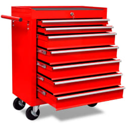 vidaXL Chariot à outils avec 7 tiroirs Rouge