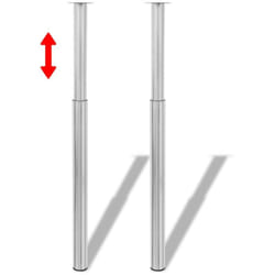 Vidaxl - Pieds de table télescopiques Nickel brossé 710 mm - 1100 mm