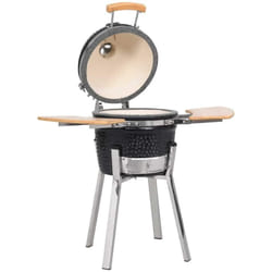 VidaXL 41721 barbecue et grill Barbecue/grill Kamado Chaudron Charbon + bois de chauffage Noir, Acier inoxydable, Bois