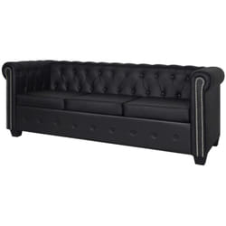 Vidaxl - Canapé Chesterfield à 3 places cuir synthétique noir