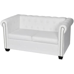 Vidaxl - Canapé Chesterfield à 2 places cuir synthétique blanc