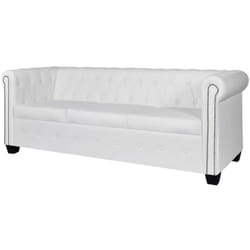 Vidaxl - Canapé Chesterfield à 3 places cuir synthétique blanc