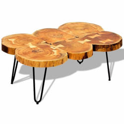 vidaXL Table basse 35 cm 6 troncs Bois - TU