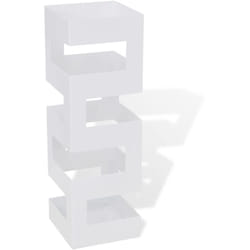 Blanc Carré Porte-parapluie Stockage pour cannes bâtons Acier 48,5 cm