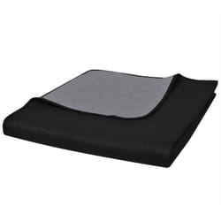 vidaXL Couvre-lit à double face matelassé Noir/Gris 170x210 cm