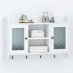 Vitrine murale avec étagère de Livre / dvd / Verre en mdf Blanc Vidaxl