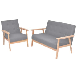 vidaXL Ensemble de canapés 2 pcs Tissu Gris clair - TU