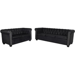 vidaXL Canapé Chesterfield à 2 places et à 3 places noir - TU