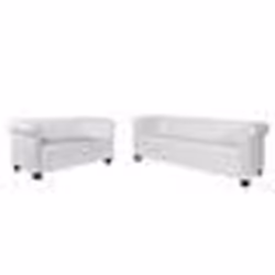 vidaXL Canapé Chesterfield à 2 places et à 3 places blanc