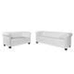 vidaXL Canapé Chesterfield à 2 places et à 3 places blanc