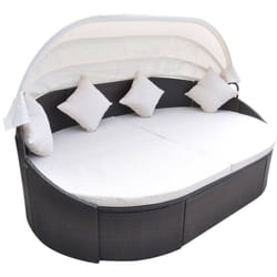 Vidaxl - Chaise longue de jardin avec auvent Résine tressée Marron