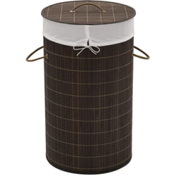 vidaXL Panier à linge rond en bambou Marron foncé