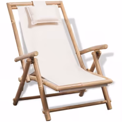 Chaise dextérieur en bambou - Blanc - 62 x 86 x (71-91) cm