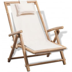 Chaise dextérieur en bambou - Blanc - 62 x 86 x (71-91) cm