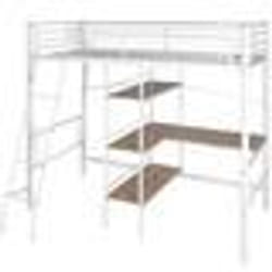 vidaXL Lit superposé avec bureau Blanc et marron Métal 90x200 cm - 90 x 200 cm