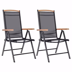 vidaXL Chaises de jardin pliables lot de 2 aluminium et textilène noir - TU