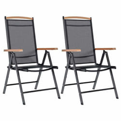 vidaXL Chaises de jardin pliables lot de 2 aluminium et textilène noir - TU