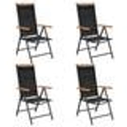 vidaXL Chaises de jardin pliables lot de 4 aluminium et textilène noir - TU