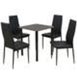 vidaXL Ensemble table et chaise de salle à manger 5 pièces noir - TU