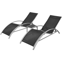 VidaXL 42160 chaise d'extérieur Linge Polyester, Polyvinyl chloride (PVC) Noir, Gris, Argent