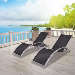 VidaXL 42160 chaise d'extérieur Linge Polyester, Polyvinyl chloride (PVC) Noir, Gris, Argent