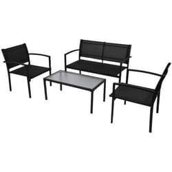 vidaXL Salon de jardin 4 pcs Textilène Noir - TU