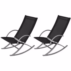 vidaXL Chaises à bascule de jardin lot de 2 Acier et textilène Noir - TU