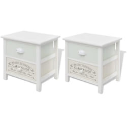 vidaXL Table de chevet en style français 2 pcs Bois - TU