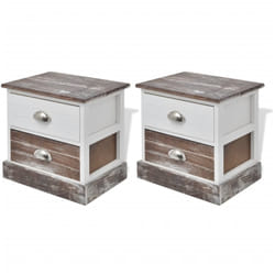 VidaXL 242885 Table de nuit et table de chevet Table de nuit / chevet 2 tiroir(s) Marron, Blanc