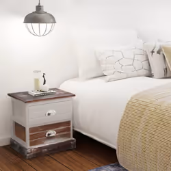 VidaXL 242885 Table de nuit et table de chevet Table de nuit / chevet 2 tiroir(s) Marron, Blanc