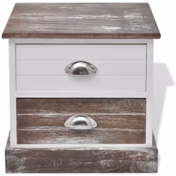 VidaXL 242885 Table de nuit et table de chevet Table de nuit / chevet 2 tiroir(s) Marron, Blanc