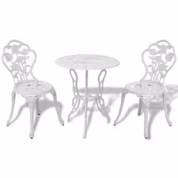 vidaXL Ensemble de bistro 3 pcs Aluminium coulé Blanc - TU