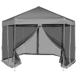 vidaXL Chapiteau hexagonal avec 6 parois latérales Gris 3,6x3,1 m - TU