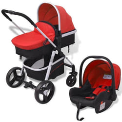 vidaXL Poussette 3-en-1 Aluminium Rouge et noir - TU
