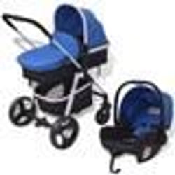 vidaXL Poussette 3-en-1 Aluminium Bleu et noir - TU