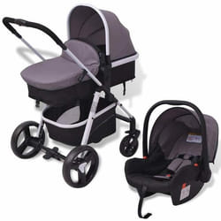 vidaXL Poussette 3-en-1 Aluminium Gris et noir - TU