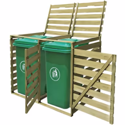 Description générale Cet abri en bois pour poubelle double sur roulettes est parfait pour dissimuler vos poubelles et amélior ...