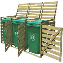 vidaXL Abri pour poubelle triple 240 L Bois imprégné - TU