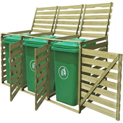 vidaXL Abri pour poubelle triple 240 L Bois imprégné - TU