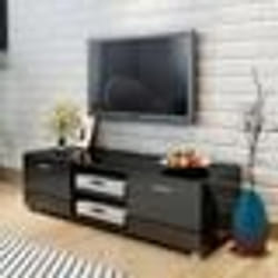 vidaXL Meuble TV Noir brillant 140x40,5x35 cm - TU