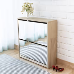 Ce meuble à chaussures moderne et élégant avec miroir offre une solution idéale pour éviter d'encombrer votre pièce avec des ...